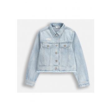 Jacheta din denim cu buzunare la piept -