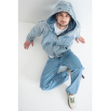 Jacheta din denim cu gluga
