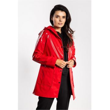 Jacheta din latex cu buzunare aplicate