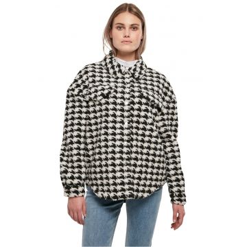Jacheta pufoasa cu model houndstooth