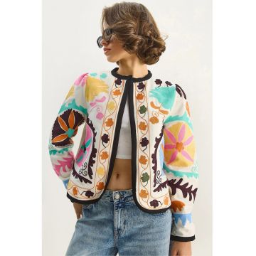 Jacheta scurta  multicolor - textil