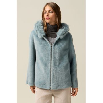 OLTRE - Jacheta din blana sintetica cu gluga