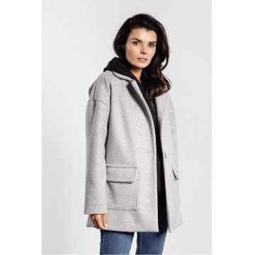 Palton lejer cu maneci cazute si buzunare aplicate