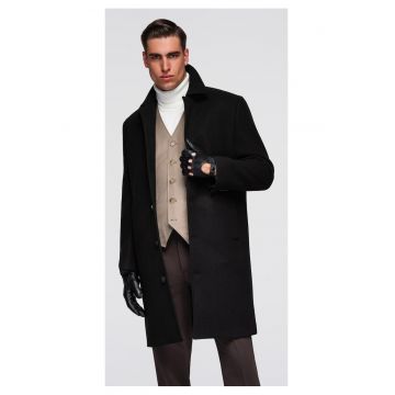 Palton lung cu singur rand de nasturi si captuseala  OM-COWC-0135