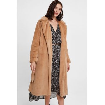 Palton lung din plus cu model petrecut