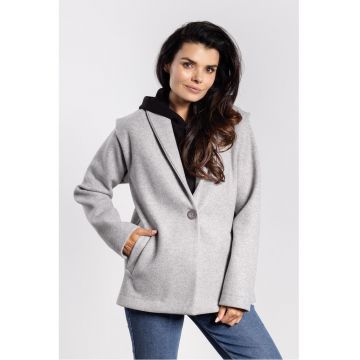 Palton scurt cu revere si buzunare -