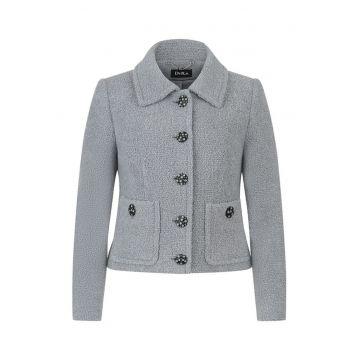 Palton scurt din amestec de lana boucle - cu nasturi tip bijuterie