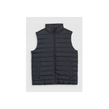 Vesta sport barbati  neagra - sintetic - guler inalt