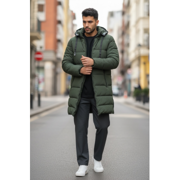 Geaca barbati de iarna kaki  lunga A72