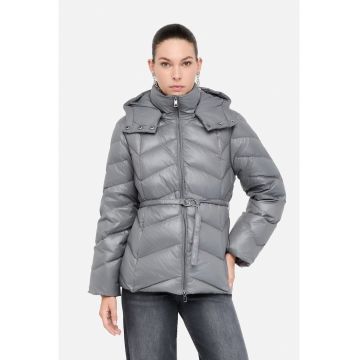 Geaca cu umplutura de puf si gluga - Gri