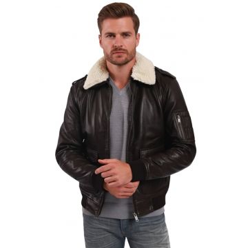 Geaca din piele cu blana sintetica -