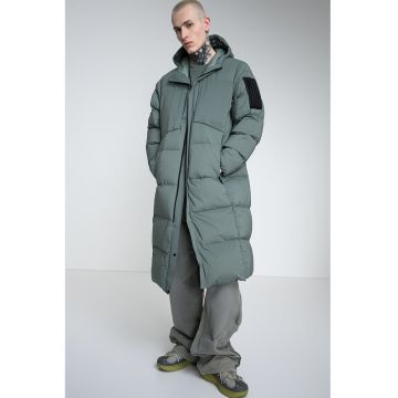 Geaca lunga cu slituri laterale cu fermoar