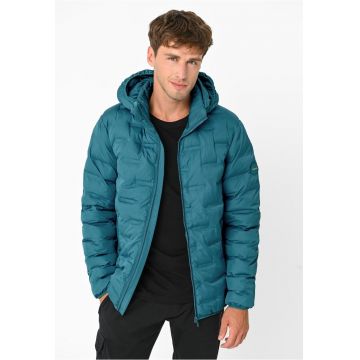 Geaca matlasata cu gluga detasabila - buzunare - sac de compresie -  J-Sintor - Albastru