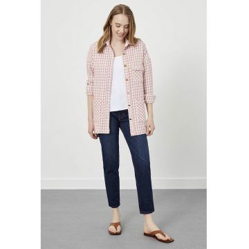 Jacheta-camasa cu buzunar pe piept si model houndstooth