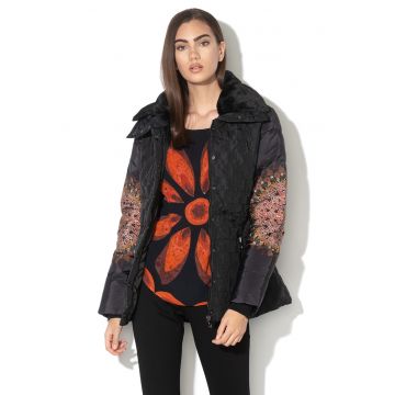 Jacheta cu vatelina si guler de blana sintetica detasabil Aggu