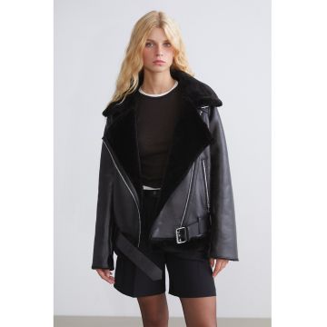 Jacheta de piele ecologica cu fermoar