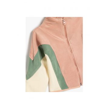 Jacheta din fleece cu model colorblock