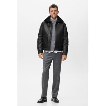 Jacheta din fleece de piele sintetica