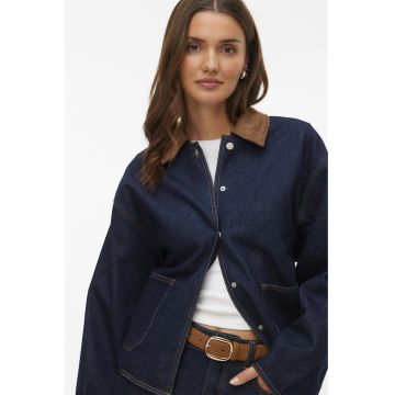 Jacheta lejera din denim cu maneci cazute