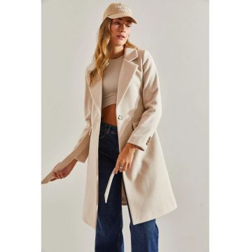 Palton dama -  bej natural - bumbac