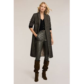Palton din amestec de lana cu buzunare cu clapa