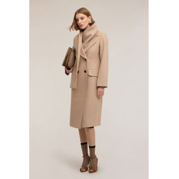 Palton din amestec de lana cu design cu doua randuri de nasturi