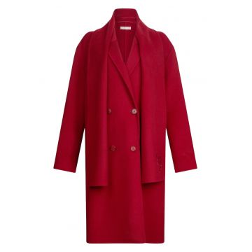 Palton din amestec de lana cu esarfa