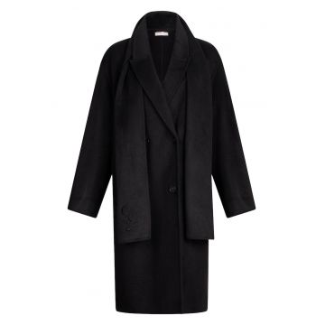 Palton din amestec de lana cu esarfa