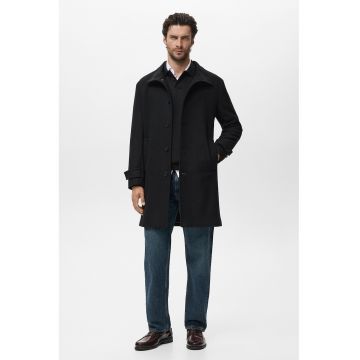 Palton din amestec de lana cu nasturi