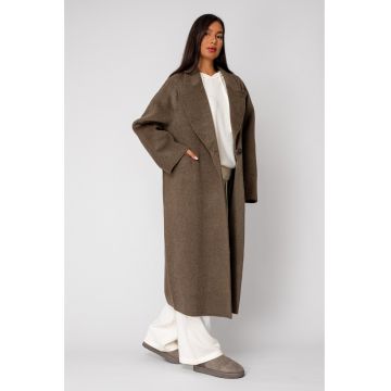 Palton lung din 100% Lana - Dusty Kaki 18431