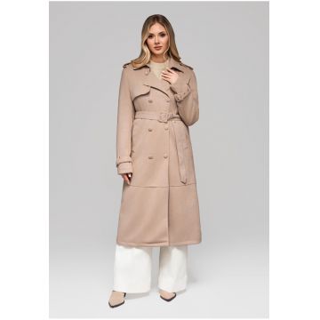 Palton lung trenc  OW-COLC-0107 - Bej -