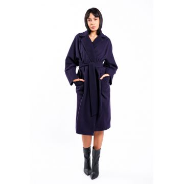 Palton oversize din lana cu cordon