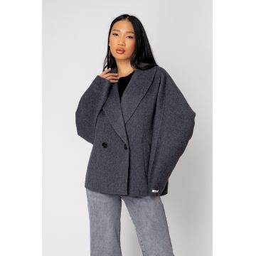 Palton scurt Handmade din Lana - Grey Anthracite 18379