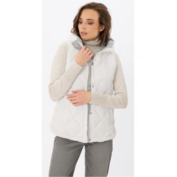 Vesta matlasata cu gluga - casual - femei -  V-Milan - alb