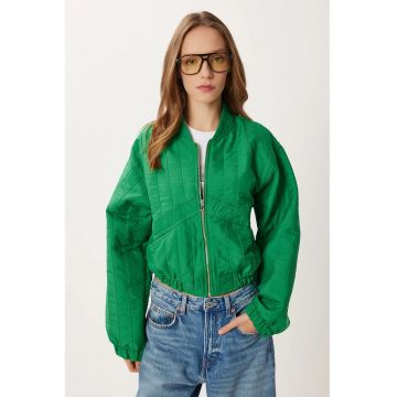 Geaca bomber - Happiness Istanbul - texturata - verde - poliester