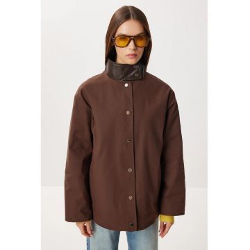 Geaca dama - Happiness Istanbul - supradimensionata - maro - textil
