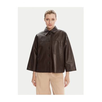 Geaca din piele pentru femei  maro -