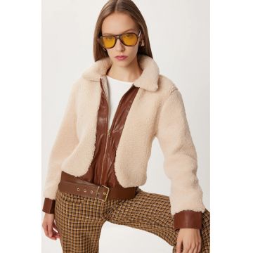 Geaca Happiness Istanbul - piele ecologica/blana artificiala - bej