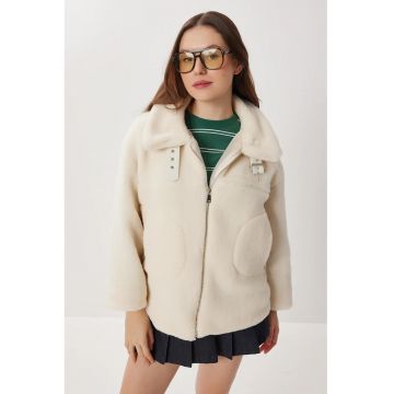 Geaca Happiness Istanbul - supradimensionata - poliester - crem