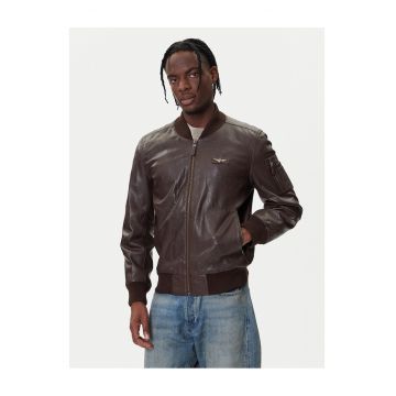 Geaca piele barbati  culoarea maro