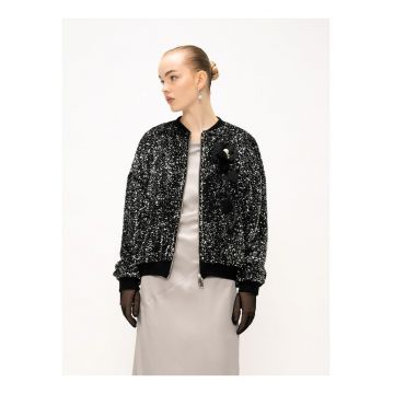 Jacheta cu aplicatie florala si paiete Silvana