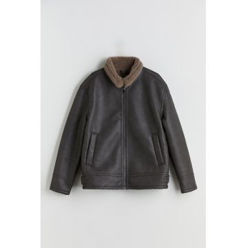 Jacheta de piele ecologica cu buzunare oblice