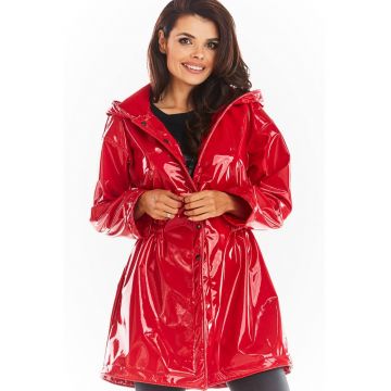 Jacheta lunga cu gluga -  Poliester - Rosu -