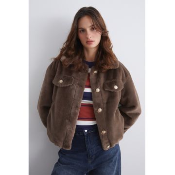 Jacheta plusata cu buzunare pe piept