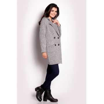 Palton dama A149 -  Poliester/Elastan - Gri