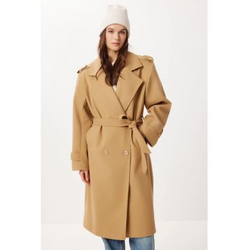 Palton dama - Happiness Istanbul - supradimensionat - textil - bej -