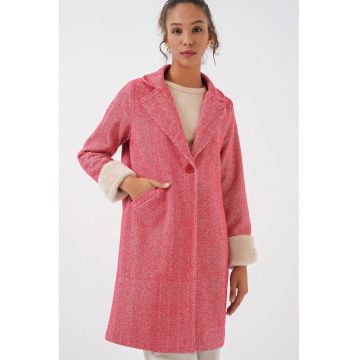 Palton dama  model herringbone - guler sal