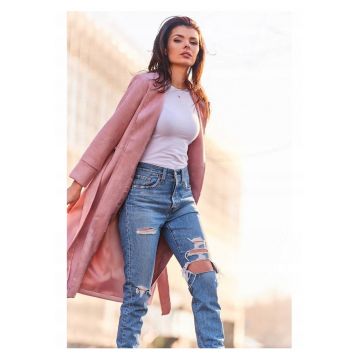 Palton dama -  Poliester - Marime L/XL - Roz pudrat