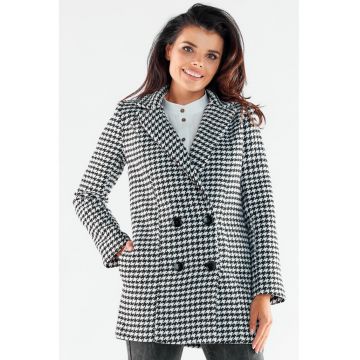 Palton dama -  Poliester - Marime XL - Negru/Alb