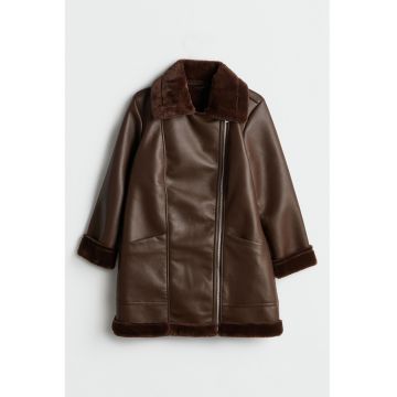 Palton de piele ecologica cu blana sintetica